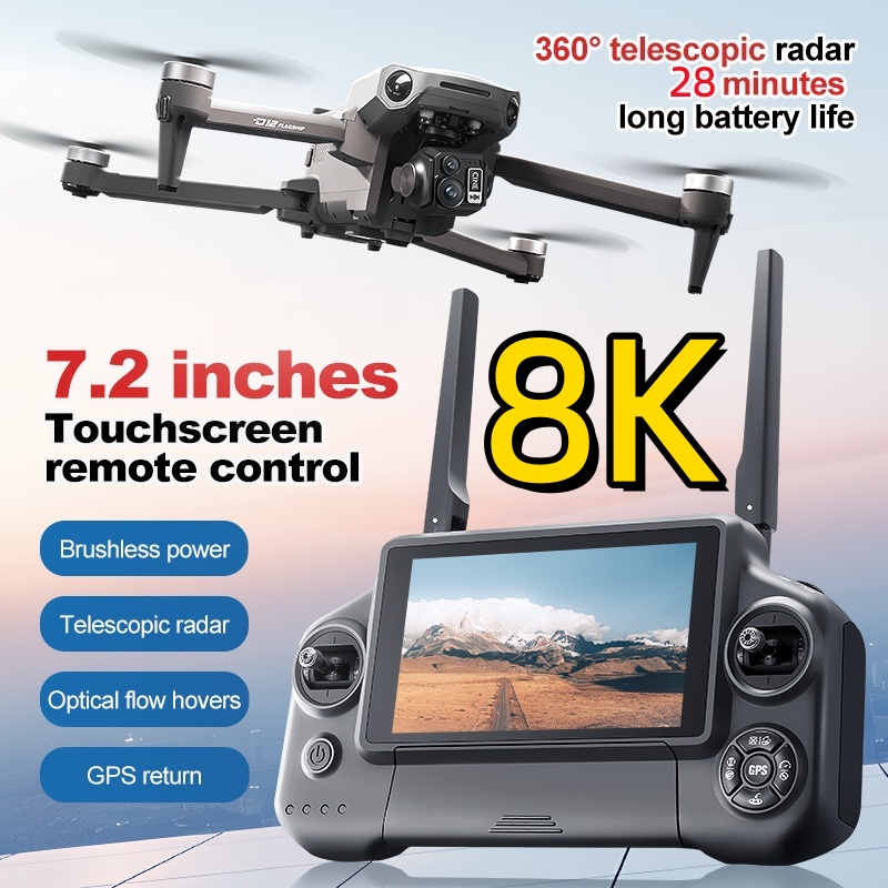 Drone Rc Helicopter With Camera - 8K 3-assige Gimbal Brushless 7,2 inch