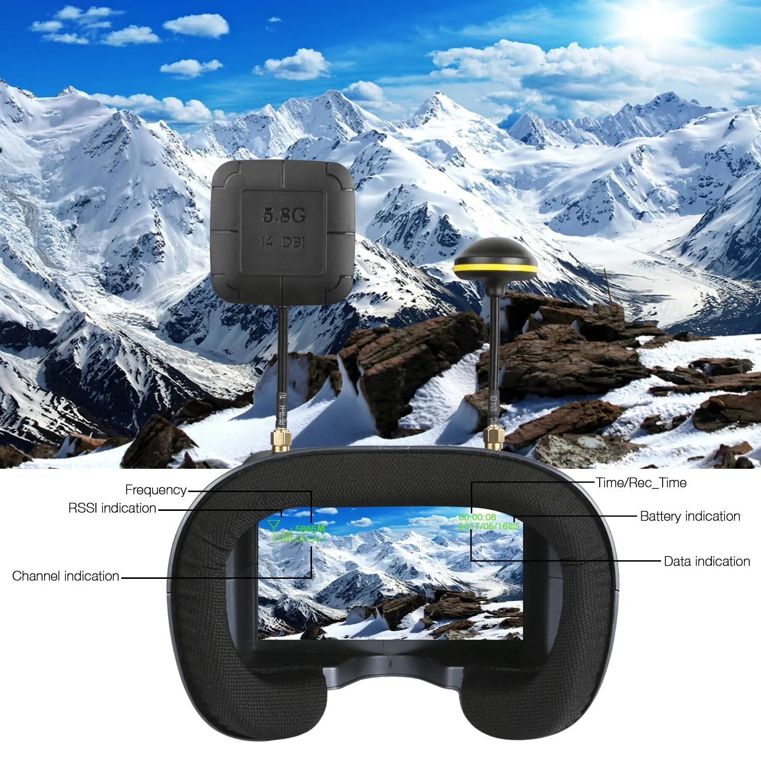 5.8G 40CH 4.3 Inch 800*480 Vid - Fpv Goggles Headset recensie en prijs