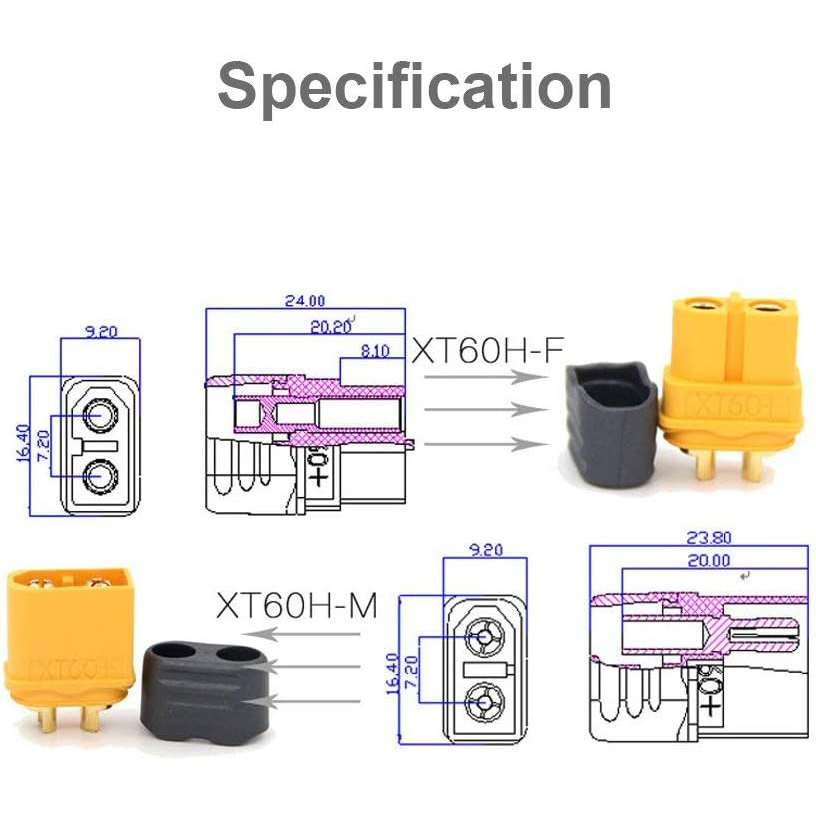 5 paar XT60H connectorpluggen  - Drone Rc Link recensie en prijs